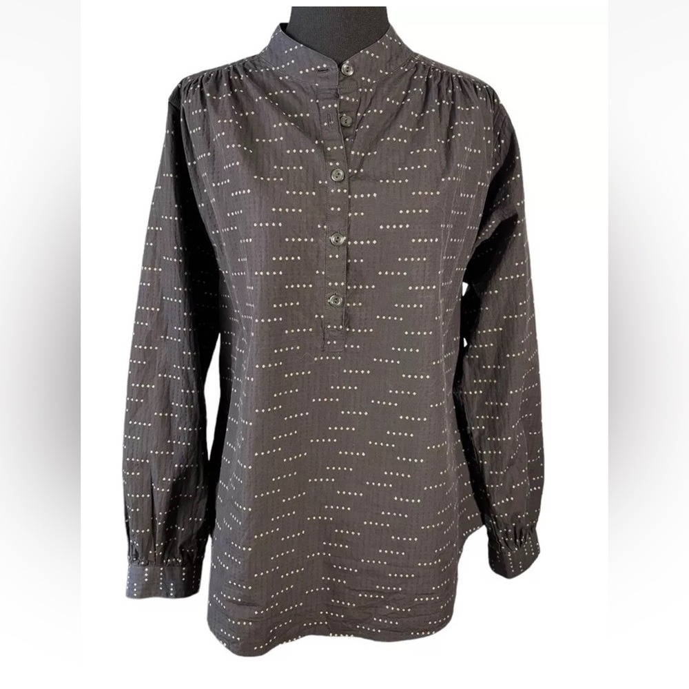 Sarah Alexandra Boho Shirt Magnetic Black Gold Dots Medium M Blouse Top